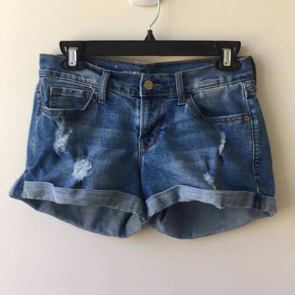 Boyfriend distressed jean shorts